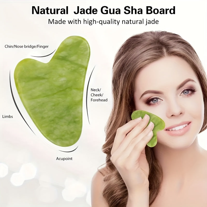 FORICOM 3pcs Jade Roller & Gua Sha Set-Shaped Comb - Fragrance-Free, Manual Beauty Tools for Face, Eye, Neck, Forehead - Perfect Gift for Mother's Day