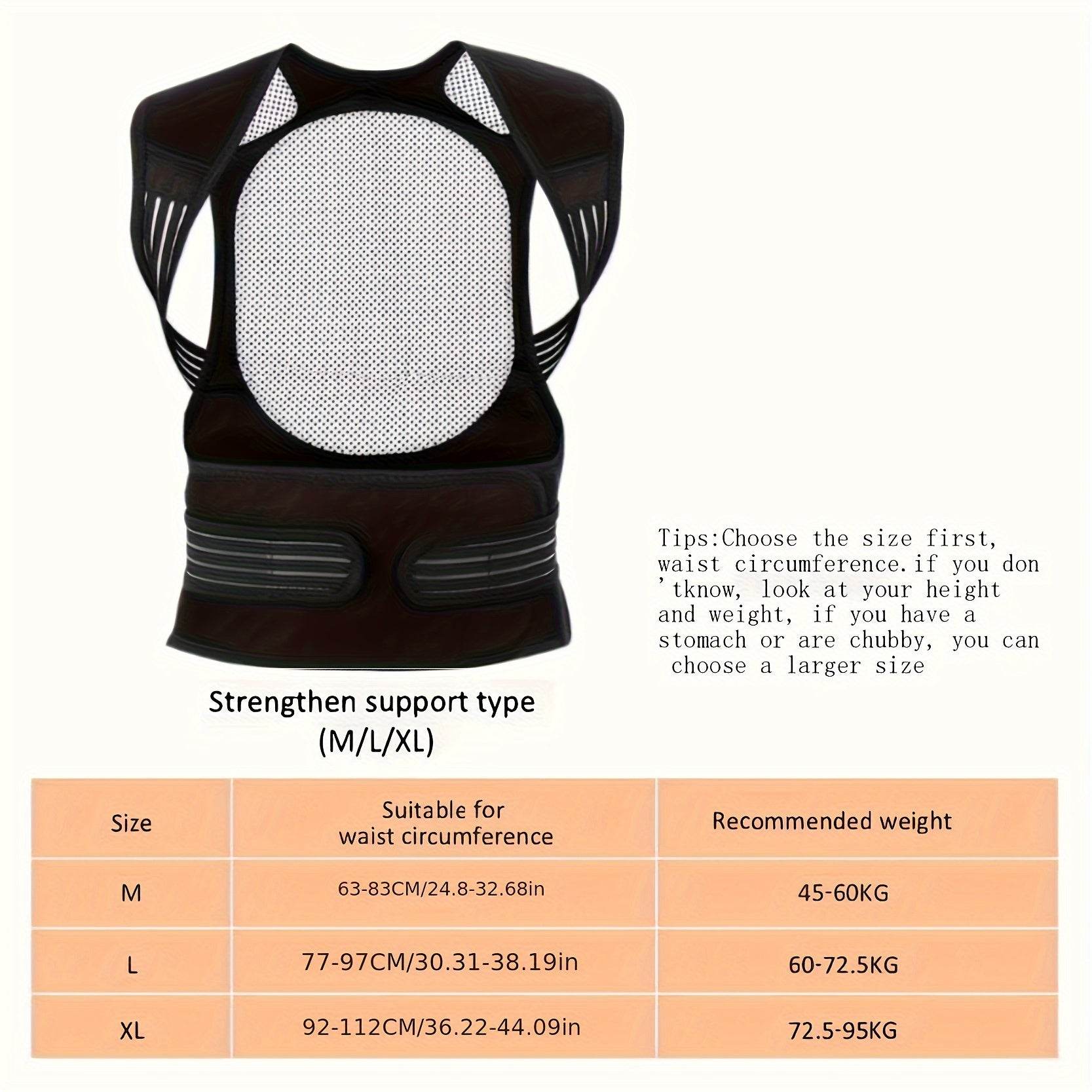 5 Support Straps Magnetic Shoulder Shirts Tomalin Back Support Straps Men and Women Warm Vest Adjustable Waist Support Back Good Shawl Bolero Magnetic Vest Spine Office Sports Protective Gear - FitGritStore