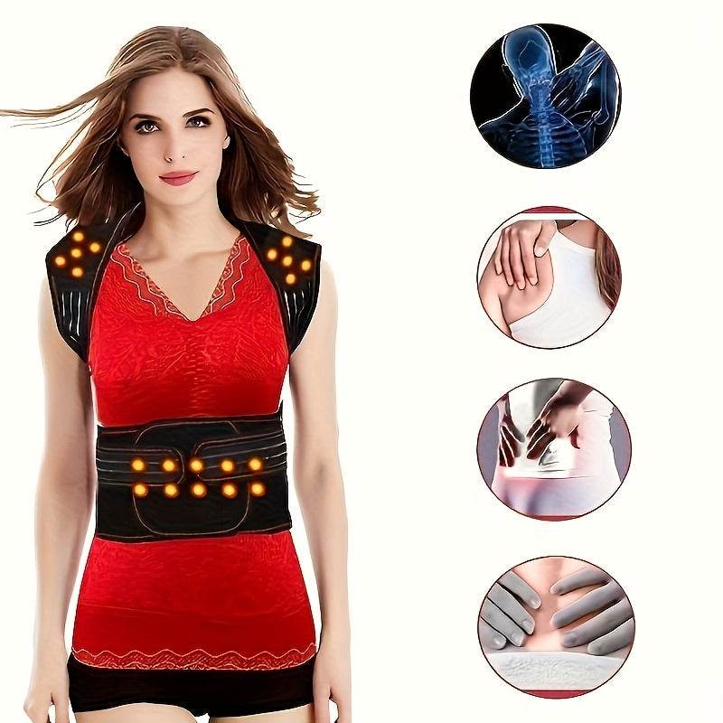 5 Support Straps Magnetic Shoulder Shirts Tomalin Back Support Straps Men and Women Warm Vest Adjustable Waist Support Back Good Shawl Bolero Magnetic Vest Spine Office Sports Protective Gear - FitGritStore