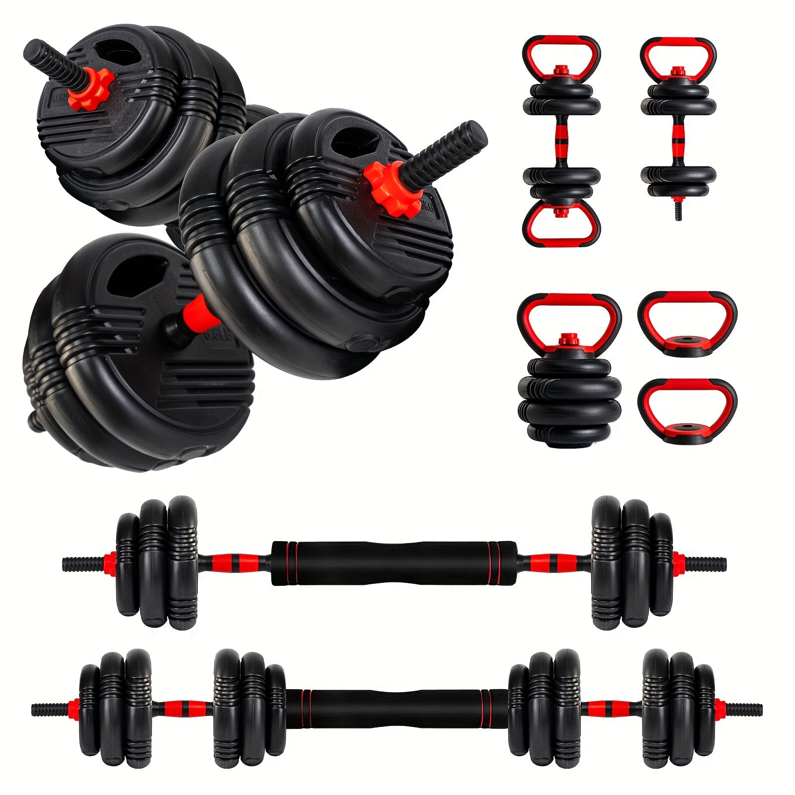 [4-in-1 Adjustable Dumbbell Set] Adjustable Dumbbell Set, 20/30/70/90lbs Free Weights Set With Upgraded Nut, 4 In 1 Weight Set Used As Kettlebells, Barbell, Push Up Stand, Fitness Exercise For Home Gym, Suitable For Men/Women