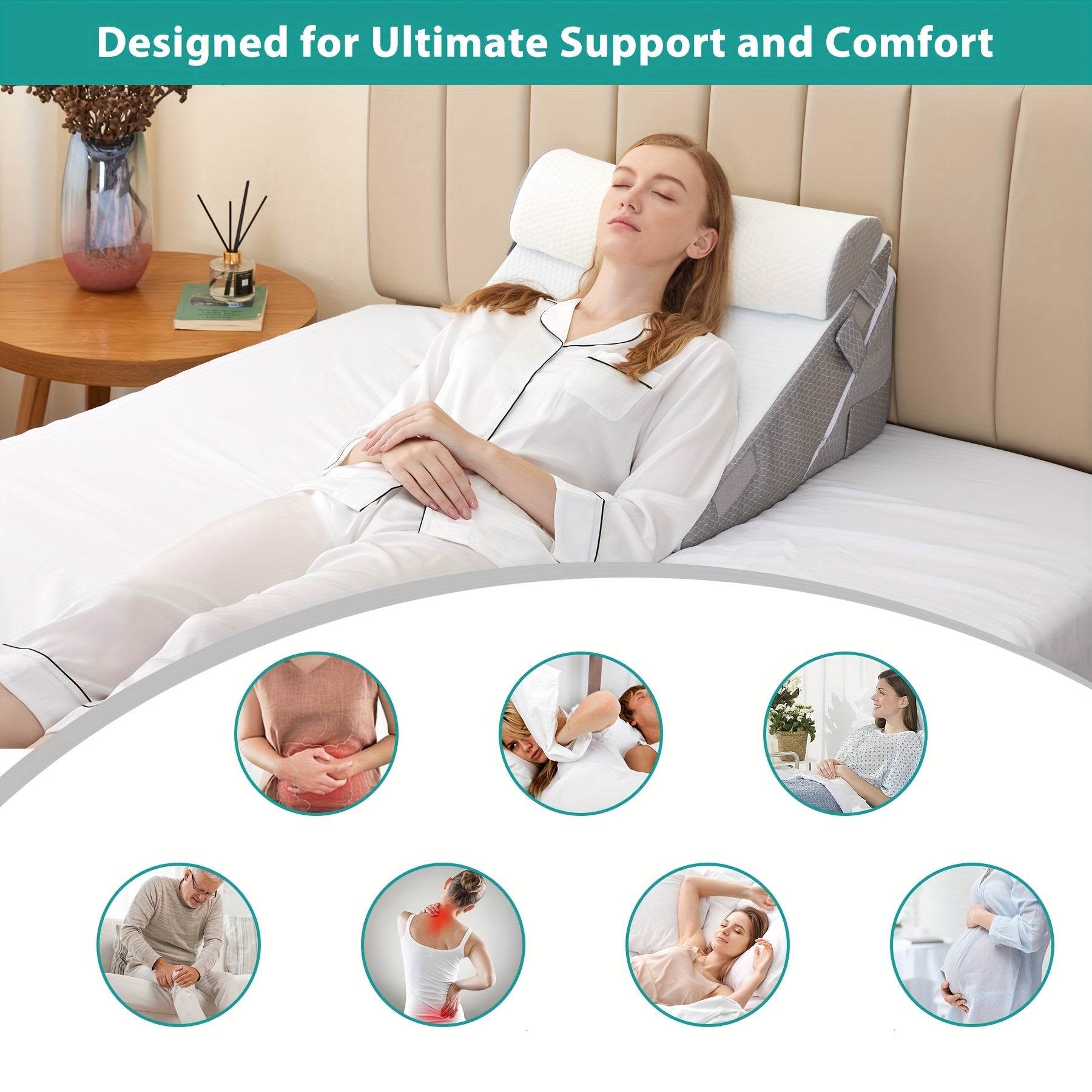 3PCS Bed Wedge Pillow Set | Adjustable Foam Support for Back, Legs & Knees | Post-Surgery, Acid Reflux & Snoring Relief - FitGritStore