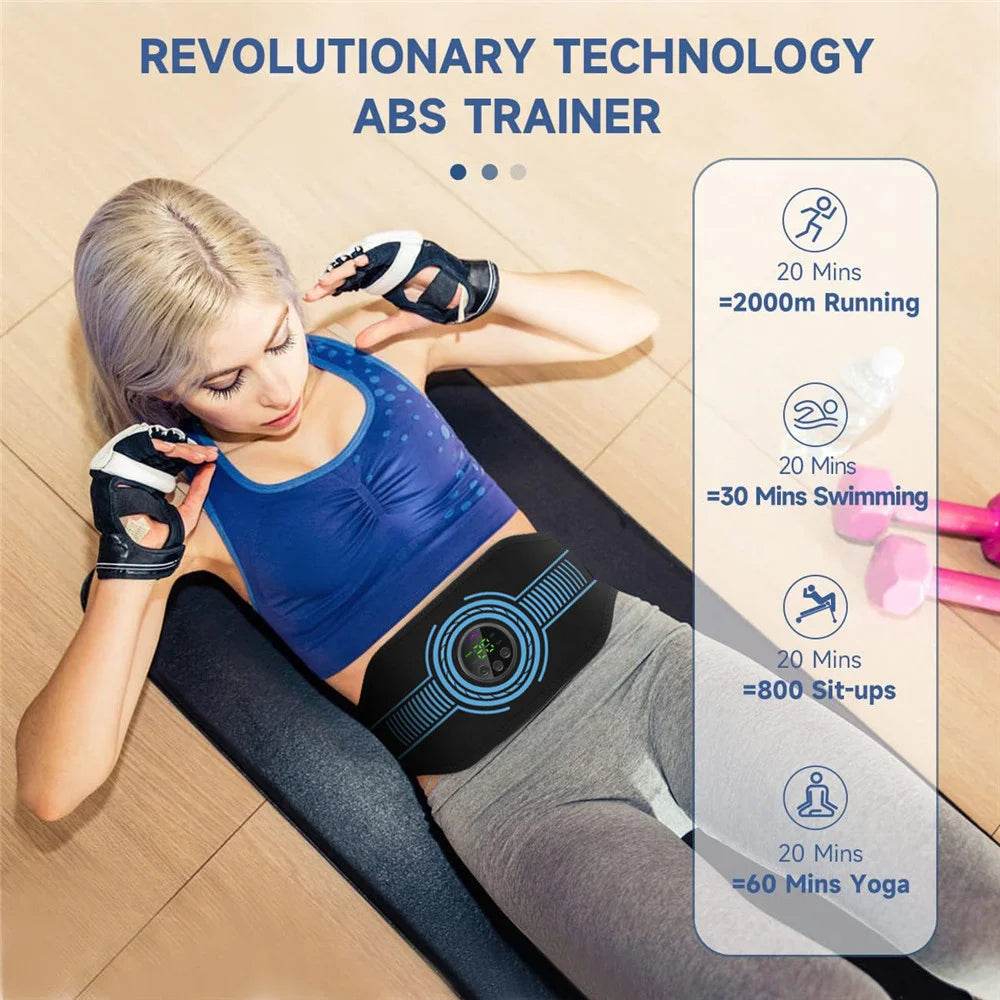 EMS Belt Massage Set | Abdominal Fitness & Muscle Stimulation Trainer | USB Rechargeable Full-Body Toning Device - FitGritStore