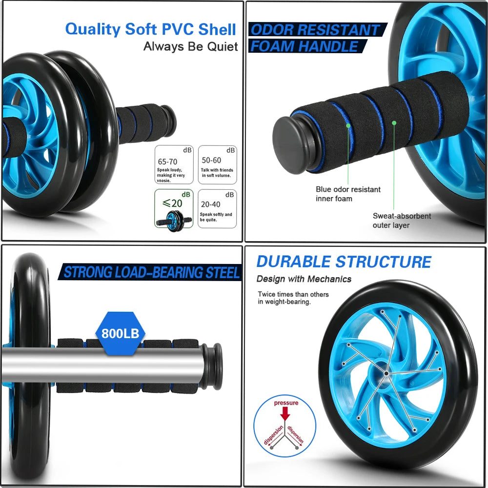 Healthy Abdominal Wheel 5-Piece Set | Multi-Functional Home Fitness Equipment | Push-Up Stand & Core Trainer