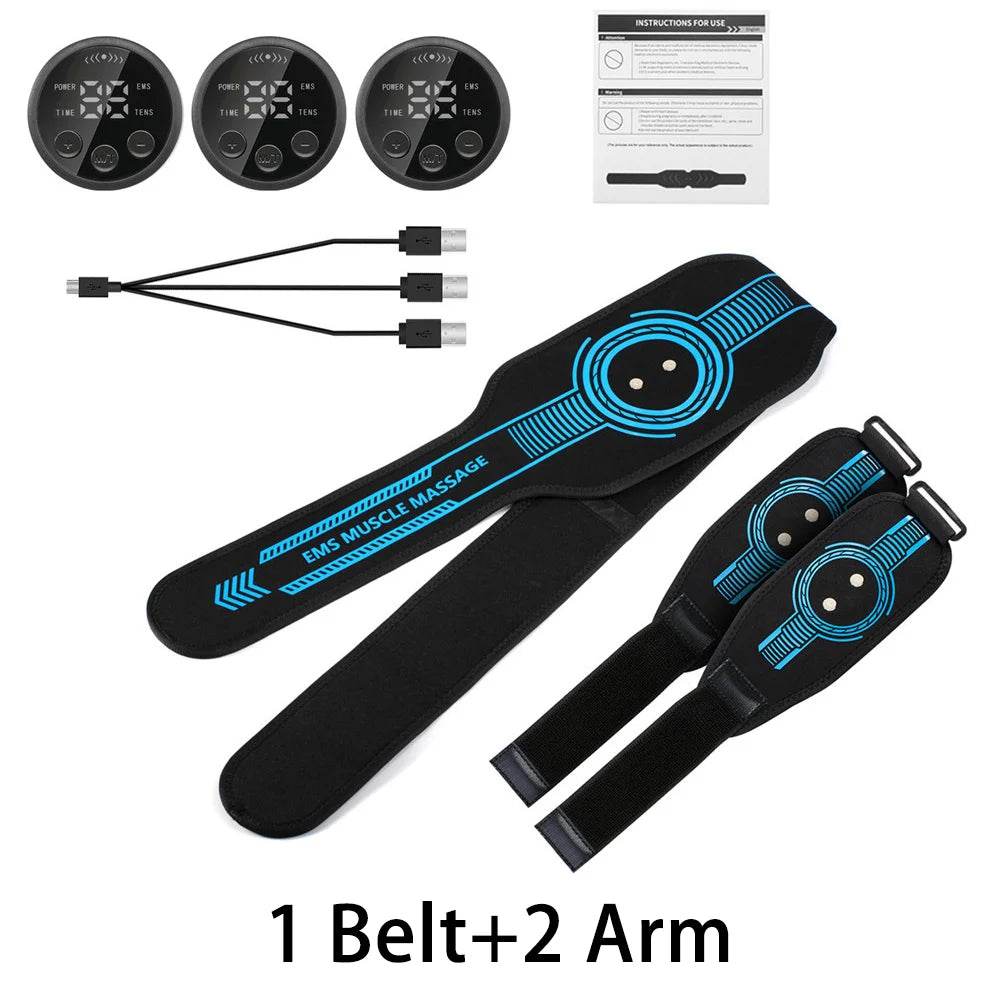 EMS Belt Massage Set | Abdominal Fitness & Muscle Stimulation Trainer | USB Rechargeable Full-Body Toning Device - FitGritStore