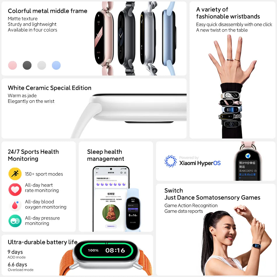 Global Version Xiaomi Band 9 | 1.62" AMOLED Smart Bracelet | 21-Day Battery, Blood Oxygen Monitor, Fitness Tracker