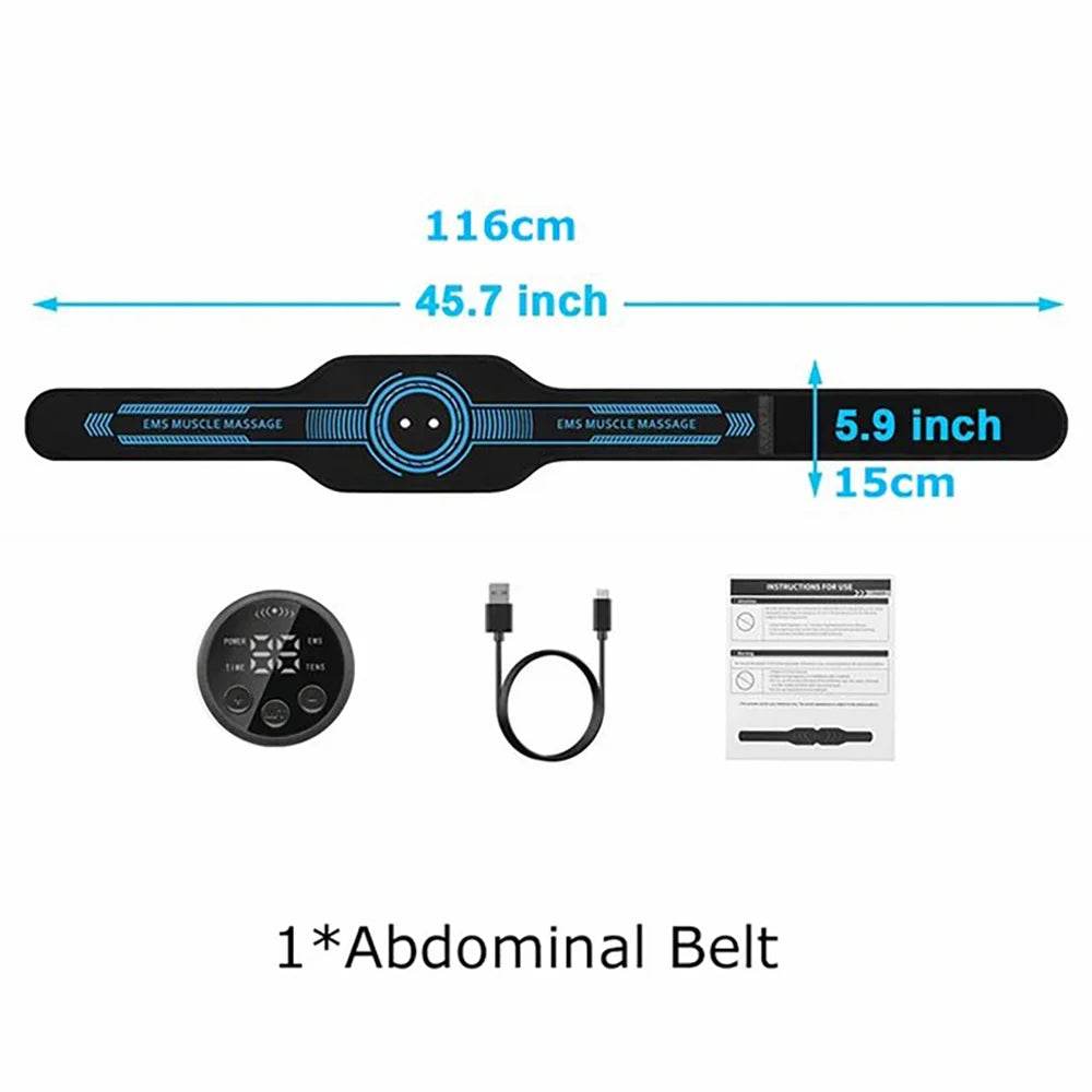 EMS Belt Massage Set | Abdominal Fitness & Muscle Stimulation Trainer | USB Rechargeable Full-Body Toning Device - FitGritStore