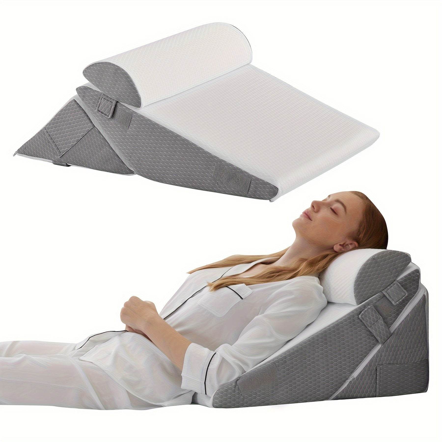 3PCS Bed Wedge Pillow Set | Adjustable Foam Support for Back, Legs & Knees | Post-Surgery, Acid Reflux & Snoring Relief - FitGritStore